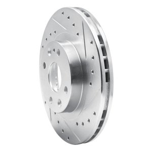 Mazda Protege Brake Rotor (1) - Front Right - R1 Concepts - Drilled & Slotted - Silver - `99-`03